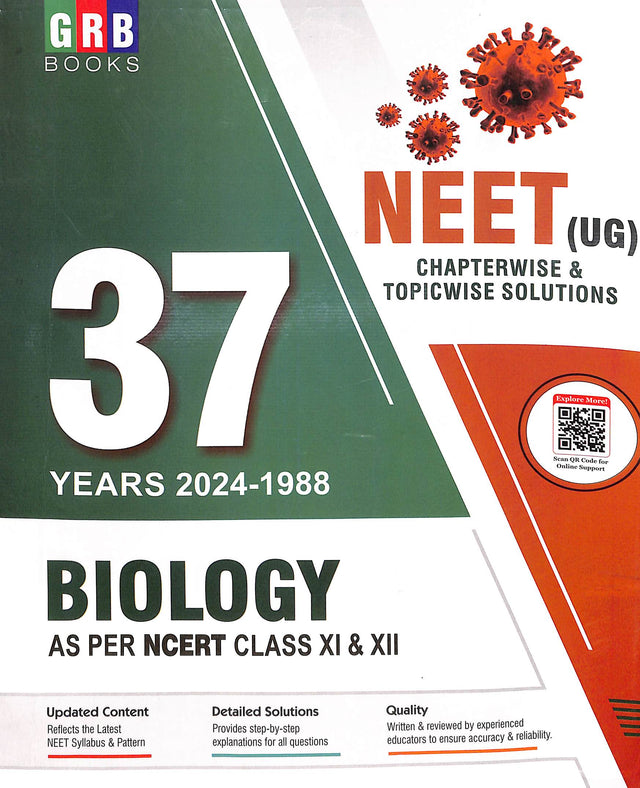 Biology 37 Years 2024-1988 Neet Ug Chapterwise & Topicwise Solutions As Per Ncert Class 11 & 12 - Retail Maharaj