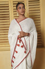 Handwoven Muslin Cotton Saree – Hand Block Printed with Metallic Silver - Retail Maharaj