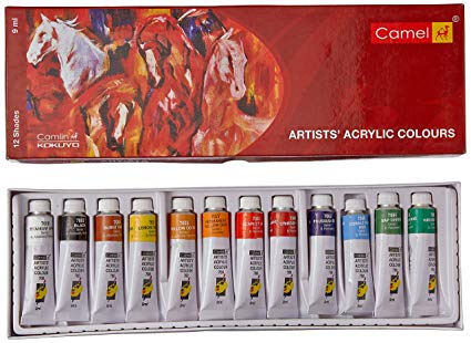 Camel Acrylic Colour Set of 12 and 18 Soft Creamy Artist Acrylic Paint for Canvas Wood Craft and Professional Art