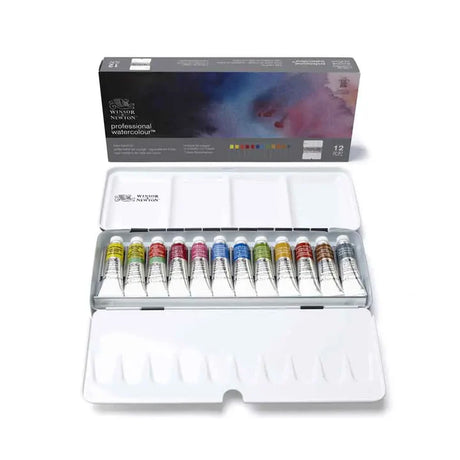 Winsor & Newton Professional Watercolour Metal Box Set with 12 Shades, 5ml Tubes - Retail Maharaj