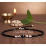 Designer Shyama Black Tulsi Kanthi Mala with Pearl and Silver Balls | Handcrafted Spiritual Necklace for Peace, Protection and Positivity