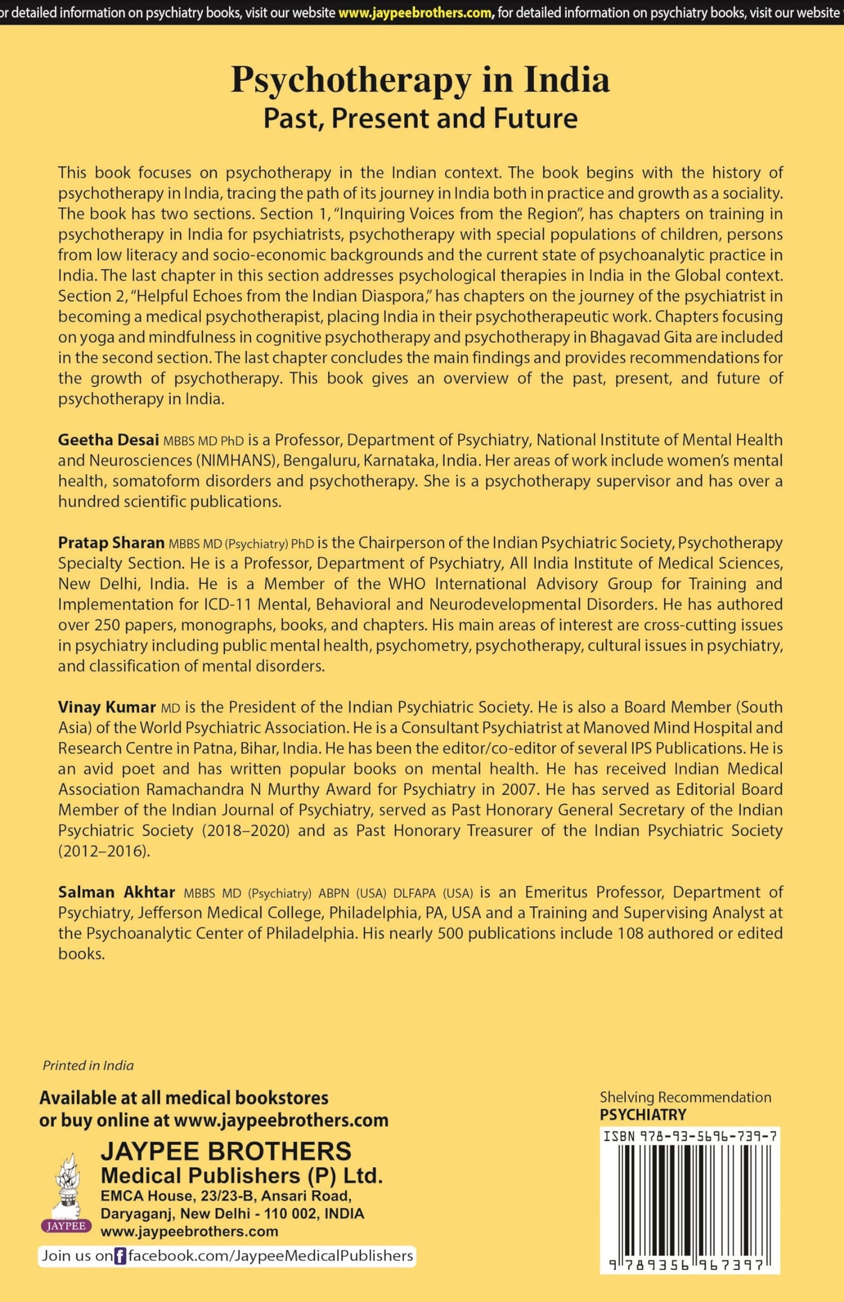 PSYCHOTHERAPY IN INDIA: PAST, PRESENT AND FUTURE