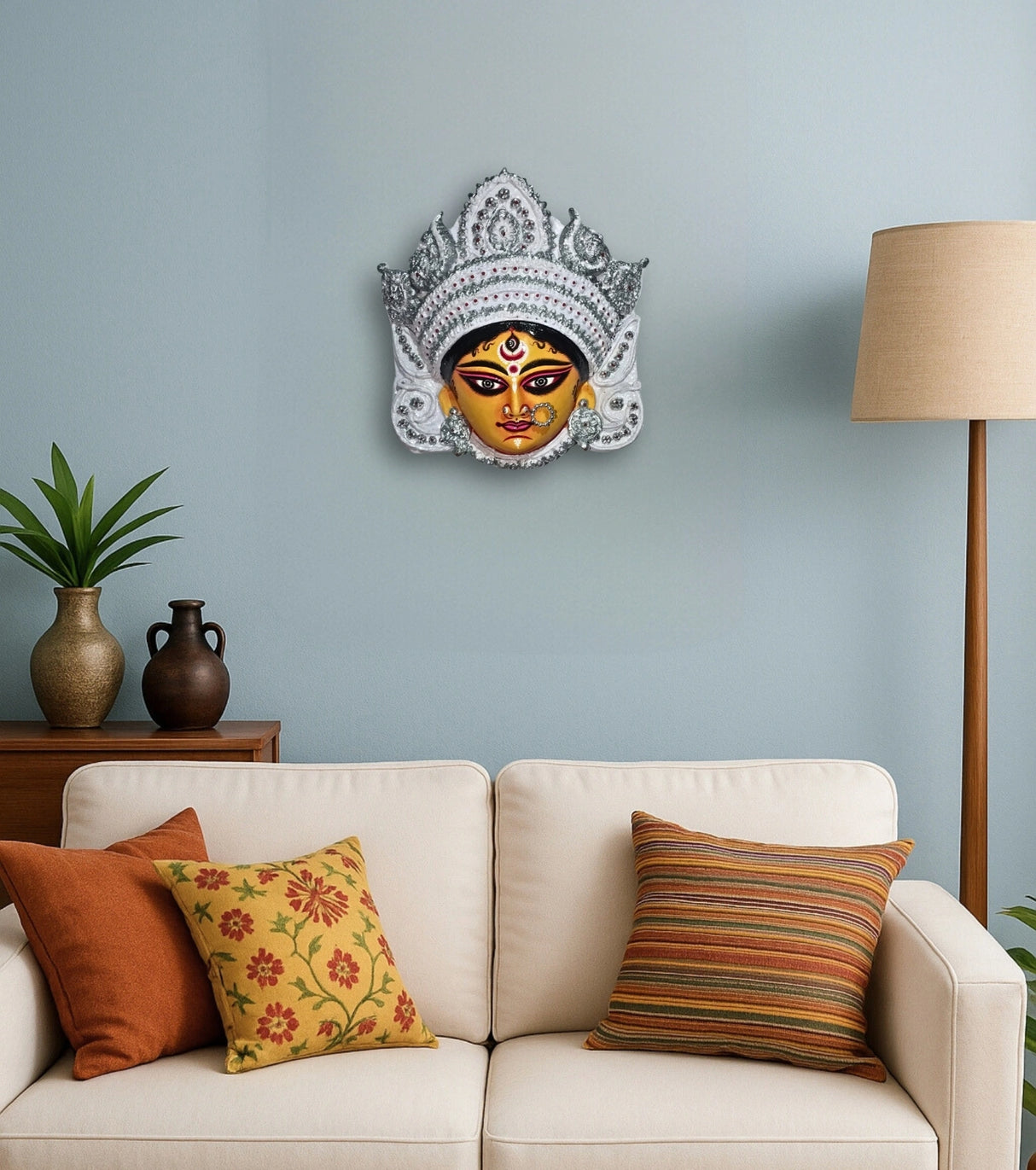 Devi Durga Mukhosh Wall Art – Handcrafted Purulia Mask (Raahr Bangla Edition) - Retail Maharaj
