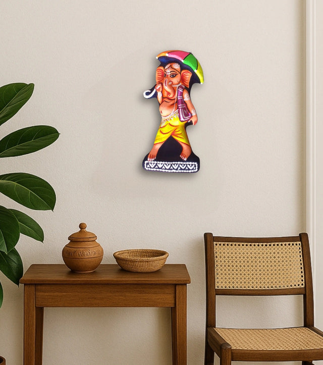 Reclining Ganesha Wall Hanging – Handcrafted Purulia Chhau Art Décor - Retail Maharaj