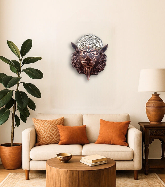 Purulia Chhau Wall Mask – Narasimha Avatar | Handcrafted Mythological Folk Art from Bengal - Retail Maharaj