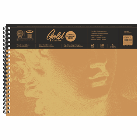 Anupam Gold Artist Book 300 GSM Wire-O Sketch Pad - Retail Maharaj