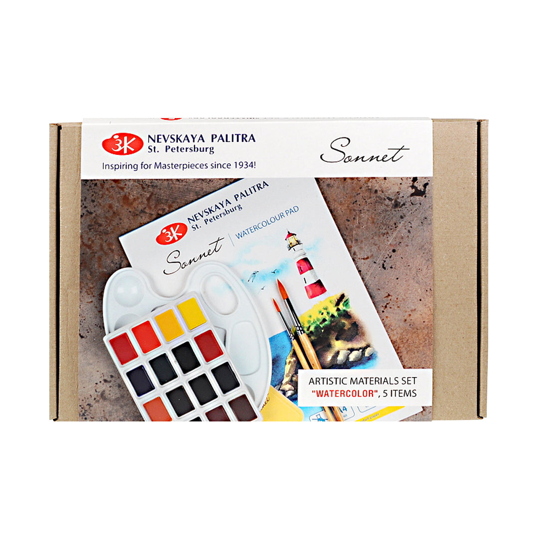 Sonnet Watercolour Artist Starter Kit Travel Painting Set by Nevskaya Palitra