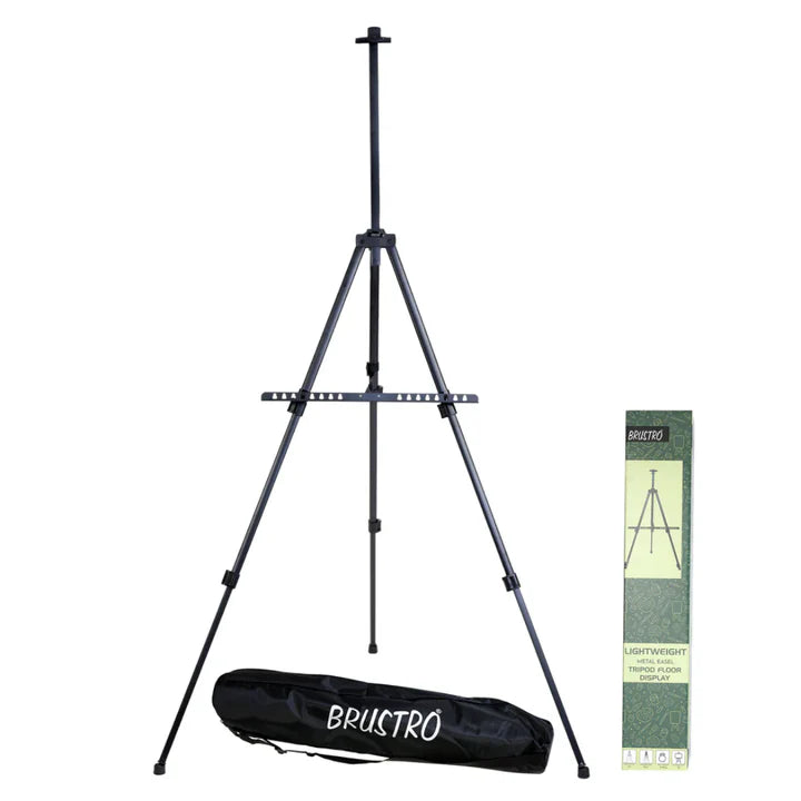 Brustro Lightweight Metal Easel Stand for Painting Display and Outdoor Use - Retail Maharaj
