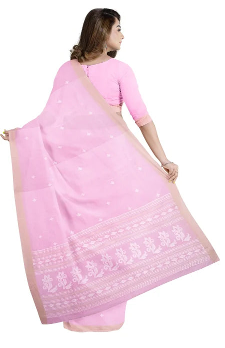 Tangail Cotton Saree – Baby Pink - Retail Maharaj