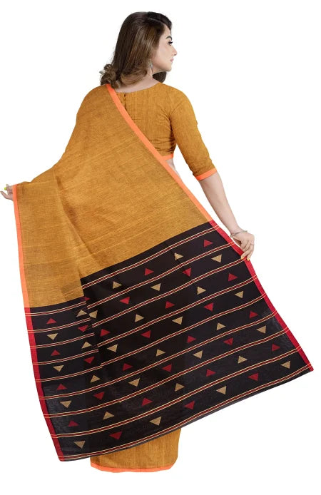 Tangail Cotton Saree – Mustard - Retail Maharaj