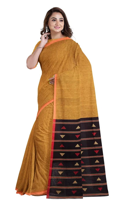 Tangail Cotton Saree – Mustard - Retail Maharaj
