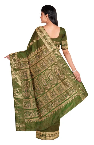 Baluchari Silk Saree – Green - Retail Maharaj