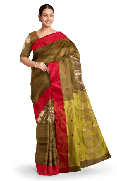 Handwoven Tangail Silk Saree – Multi Colour