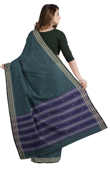 Begumpuri Cotton Saree – Dark Green - Retail Maharaj