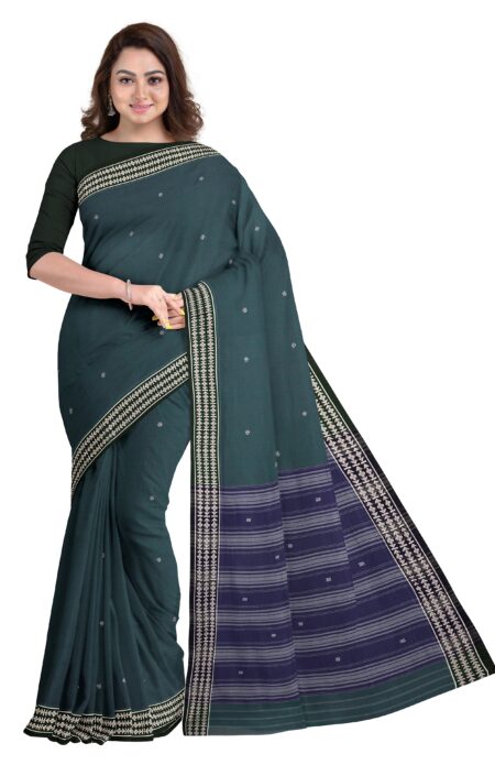 Begumpuri Cotton Saree – Dark Green - Retail Maharaj