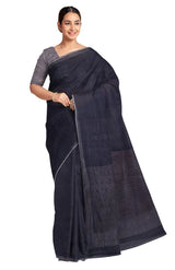 Handwoven Tangail Silk Saree – Oxford Blue - Retail Maharaj