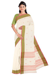 Tangail Cotton Saree – Off-White - Retail Maharaj