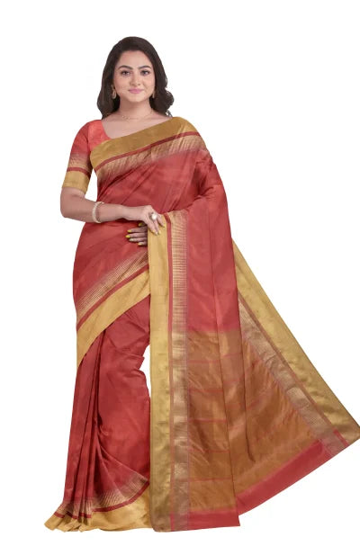 Garod Silk Saree – Rust & Golden - Retail Maharaj
