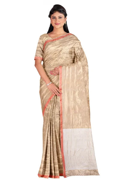 Calcutta Retro – Off-White Tangail Tussar Silk Saree - Retail Maharaj