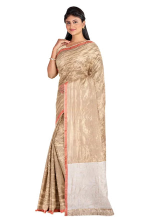 Calcutta Retro – Off-White Tangail Tussar Silk Saree - Retail Maharaj