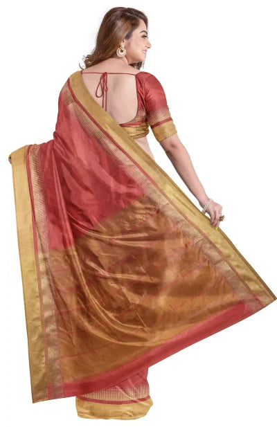 Garod Silk Saree – Rust & Golden - Retail Maharaj