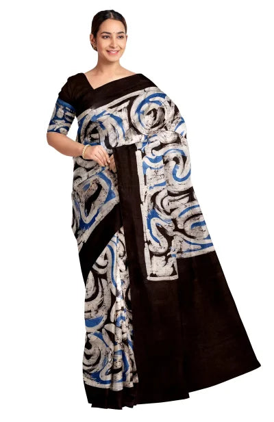 Calcutta Retro – Batik Silk Saree – Multi Colour - Retail Maharaj