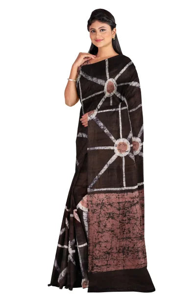 Calcutta Retro – Batik Silk Saree – Multi Colour - Retail Maharaj