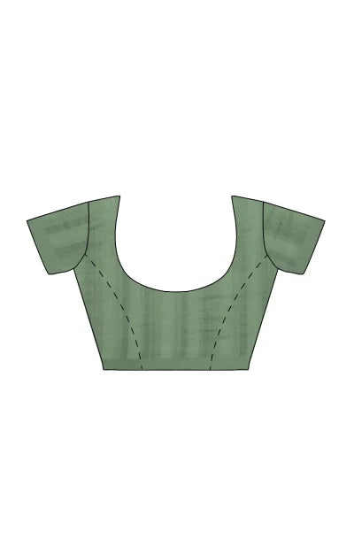 Calcutta Retro – Handwoven Olive Printed Silk Saree - Retail Maharaj