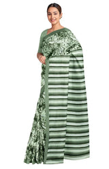 Calcutta Retro – Handwoven Olive Printed Silk Saree