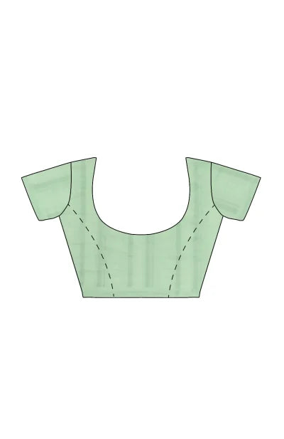 Calcutta Retro – Handwoven Printed Silk Saree – Mint - Retail Maharaj