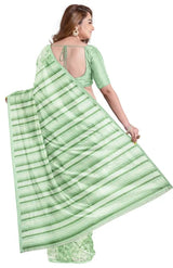 Calcutta Retro – Handwoven Printed Silk Saree – Mint
