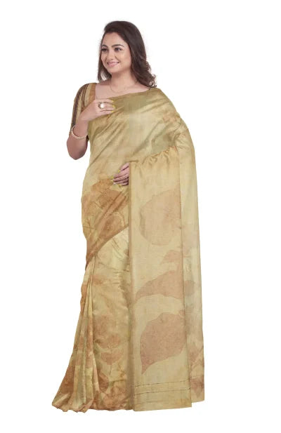 Handwoven Kora Silk-Linen Saree – Rust Colour - Retail Maharaj