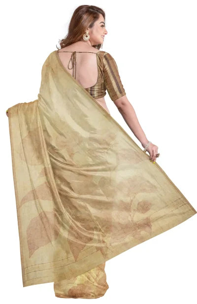 Handwoven Kora Silk-Linen Saree – Rust Colour - Retail Maharaj