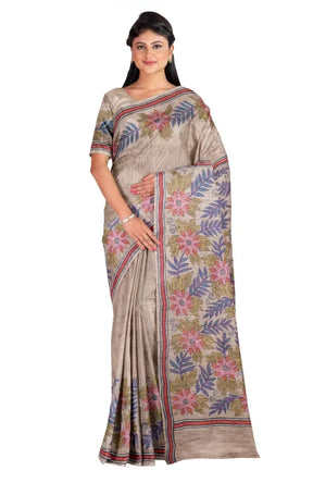 Handcrafted Kantha Tussar Silk Saree - Retail Maharaj