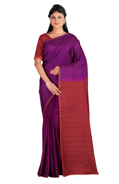 Tangail Zari Silk Saree – Violet and Red - Retail Maharaj