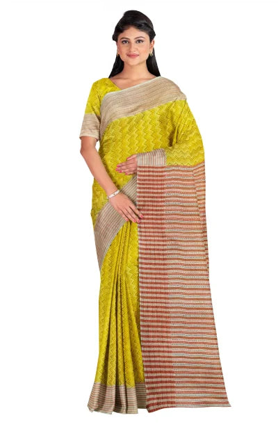Handcrafted Kantha Silk Saree