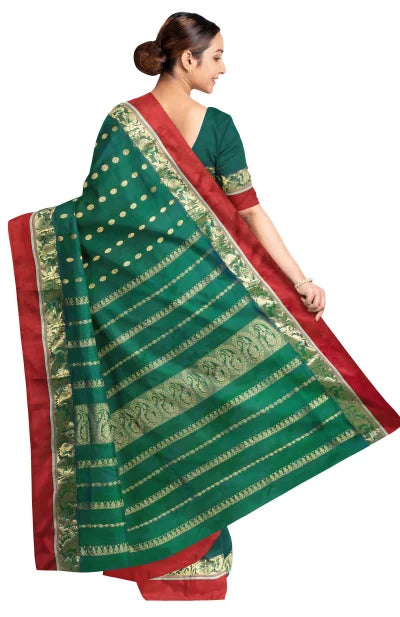 Garod Silk Saree – Forest Green - Retail Maharaj