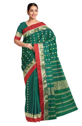 Garod Silk Saree – Forest Green - Retail Maharaj