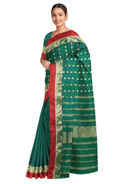 Garod Silk Saree – Forest Green - Retail Maharaj