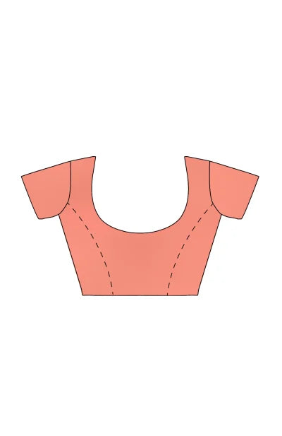 Handwoven Printed Silk Saree – Peach - Retail Maharaj