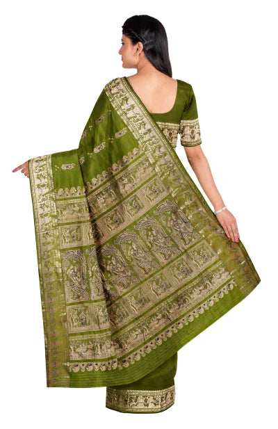 Baluchari Silk Saree with Zari Mina Work – Green - Retail Maharaj