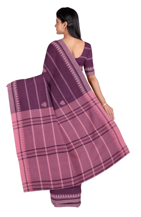 Tangail Cotton Saree – Magenta - Retail Maharaj