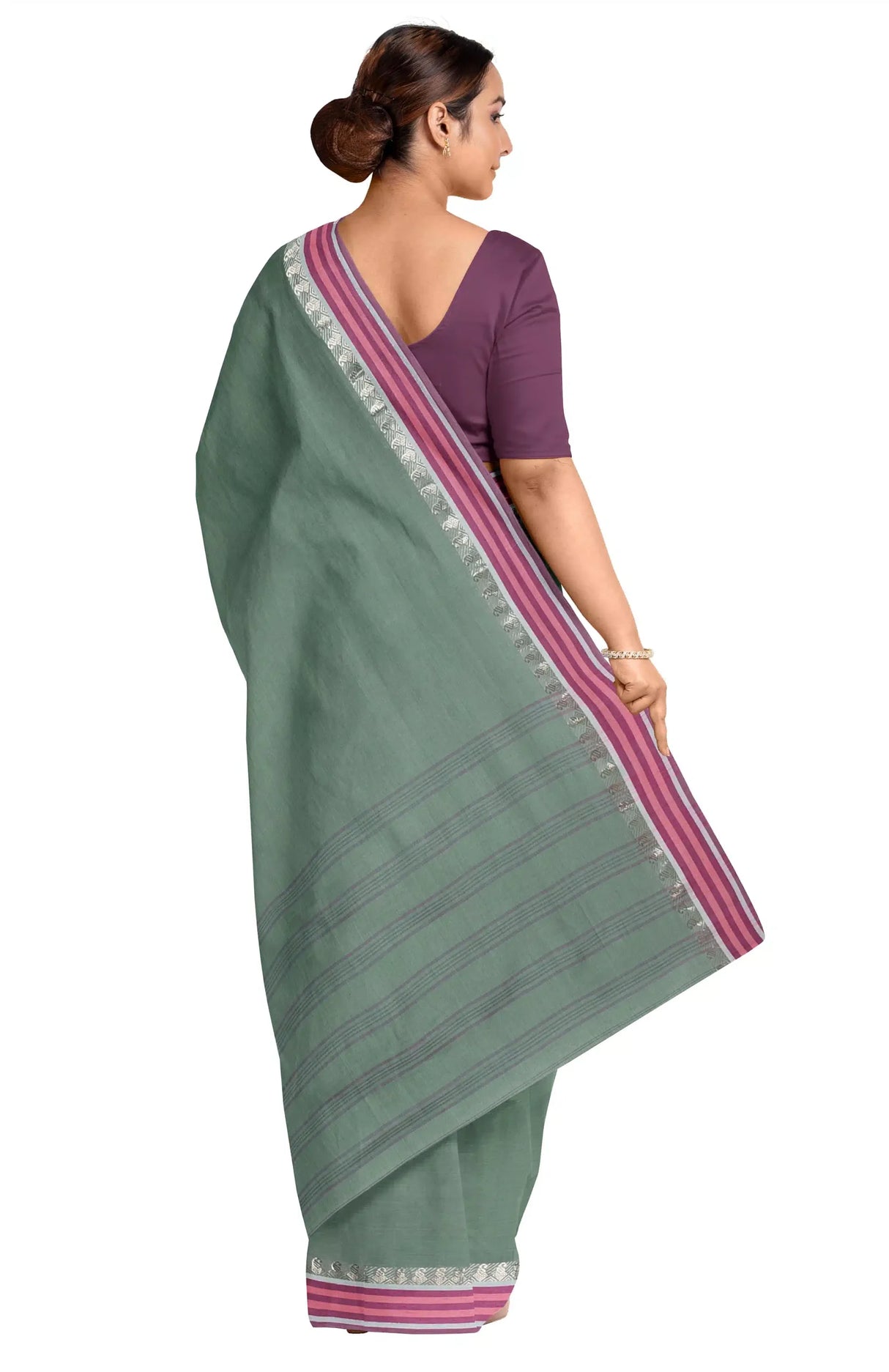 Santipuri Cotton Saree – Teal - Retail Maharaj