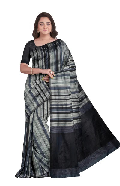 Handwoven Tangail Silk Saree – Shades of Blue - Retail Maharaj