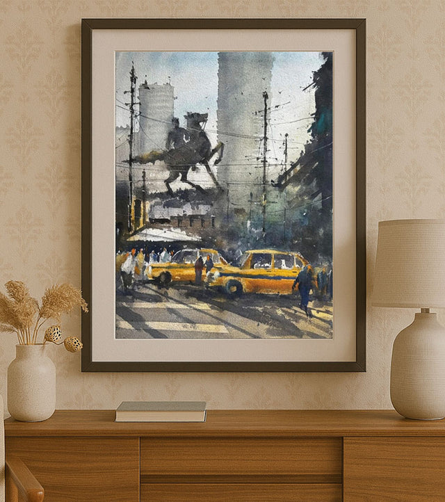 Shyambazar Netaji Murti – A3 Watercolor Painting by Ranjan Kurmi | Kolkata Cityscape Art - Retail Maharaj