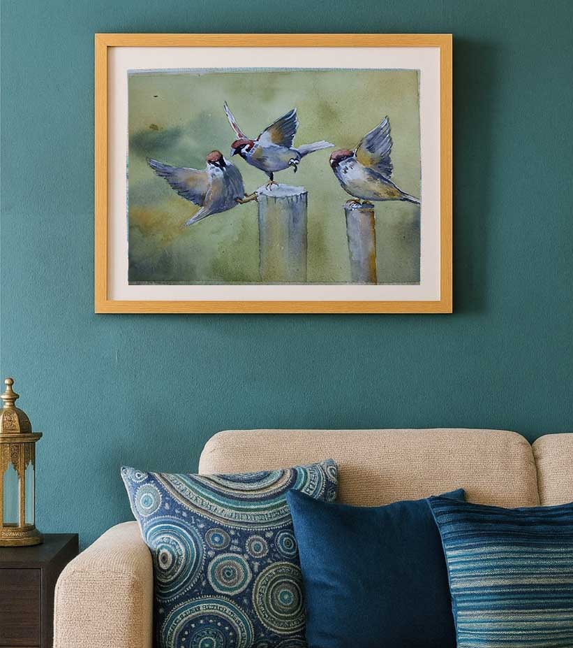 Chirp Circle – Watercolor Birdscape by Ranjan Kurmi - Retail Maharaj