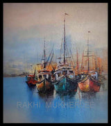 Harbour Hues – Acrylic Canvas Painting by Rakhi Mukherjee - Retail Maharaj
