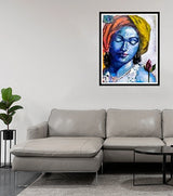 Krishna Tranquil – Mixed Media Painting by Rakhi Mukherjee
