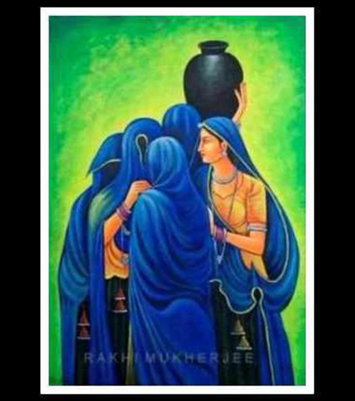 Village Grace – Handcrafted Acrylic Painting on Canvas