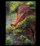 Crimson Flight – Handcrafted Acrylic Painting on Canvas